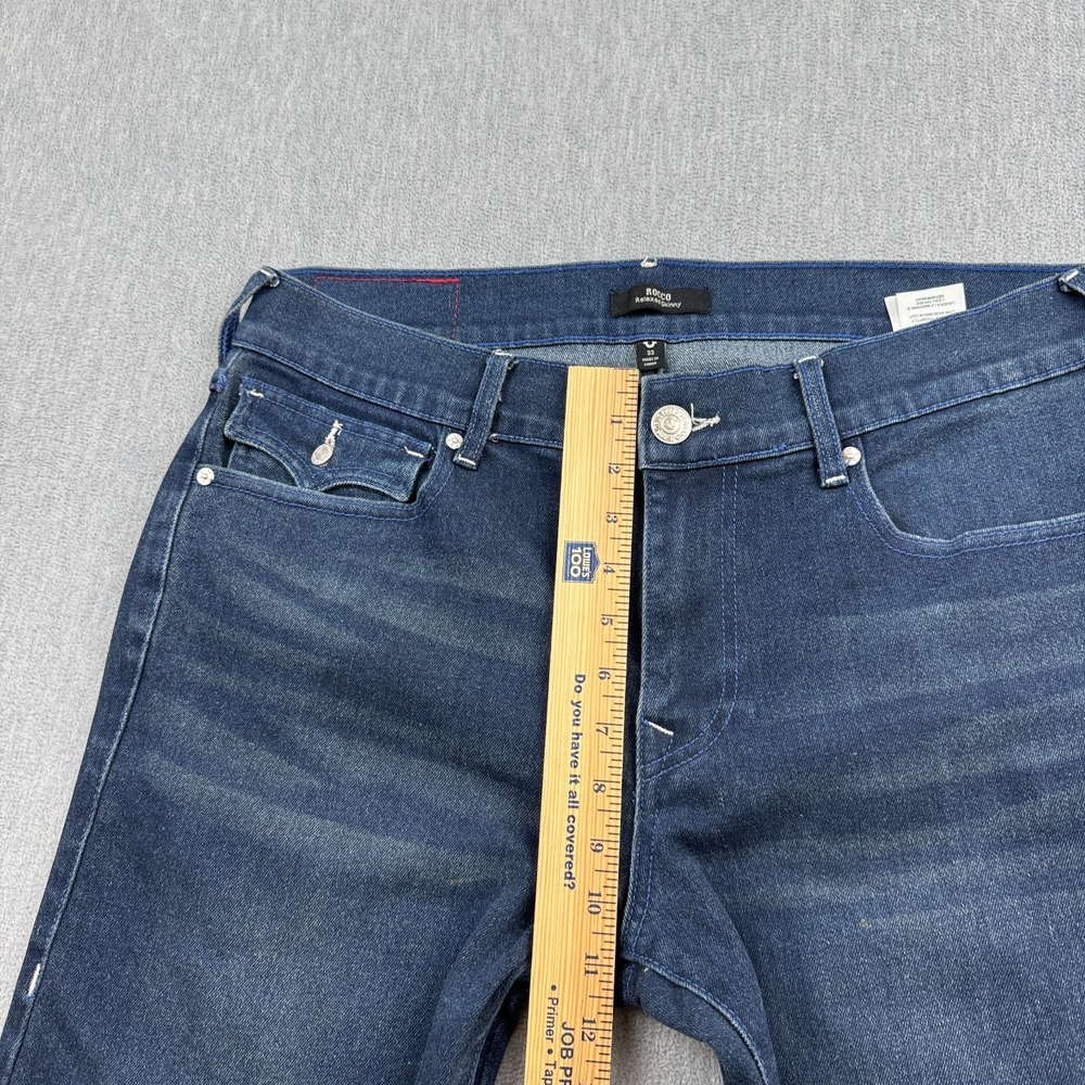 True Religion Jeans Mens 33 Blue Rocco Relaxed Skinny Denim Dark Wash Stretch - Picture 11 of 15